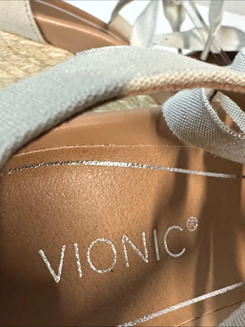 Vionic Kaitlyn Tie Front Espadrille Wedges Oat Size 9.5